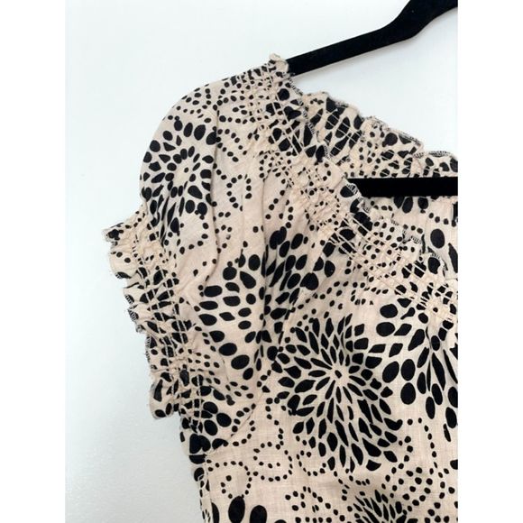 Saint Tropez West 100% Linen Floral Blouse Top Size Small Y2k Neutral G42 - Picture 5 of 11